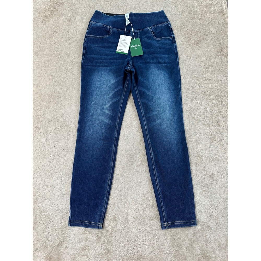 Halara Pull On Jeggings Women Size S 7/8 Blue High Waisted Jeggings Pockets New